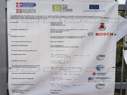﻿Tabellone di cantiere con i loghi del progetto 2020TOGETHER col bando Europeo vinto da BOSCH